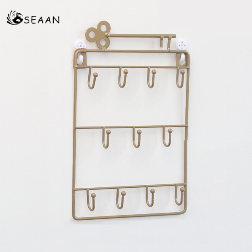 Modern Style Iron Wall Mounted 11 Hangers Hooks Key Holder Coat Hat Storage Rack Practical Cloth / Keys Hooks