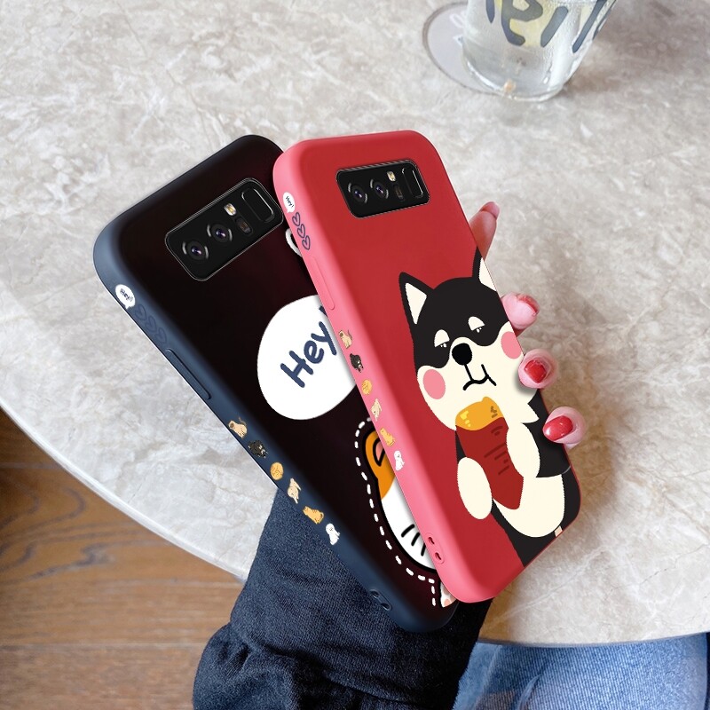 Yiwesan For Samsung galaxy Note 10 LITE Note 10 PLUS Note 20 Note 20 ULTRA Note 8 Note 9 Case with Cartoon Cute dog cat Square Edge Pattern Liquid original Casing Full back Cover Camera Shockproof cases Protection phone Case