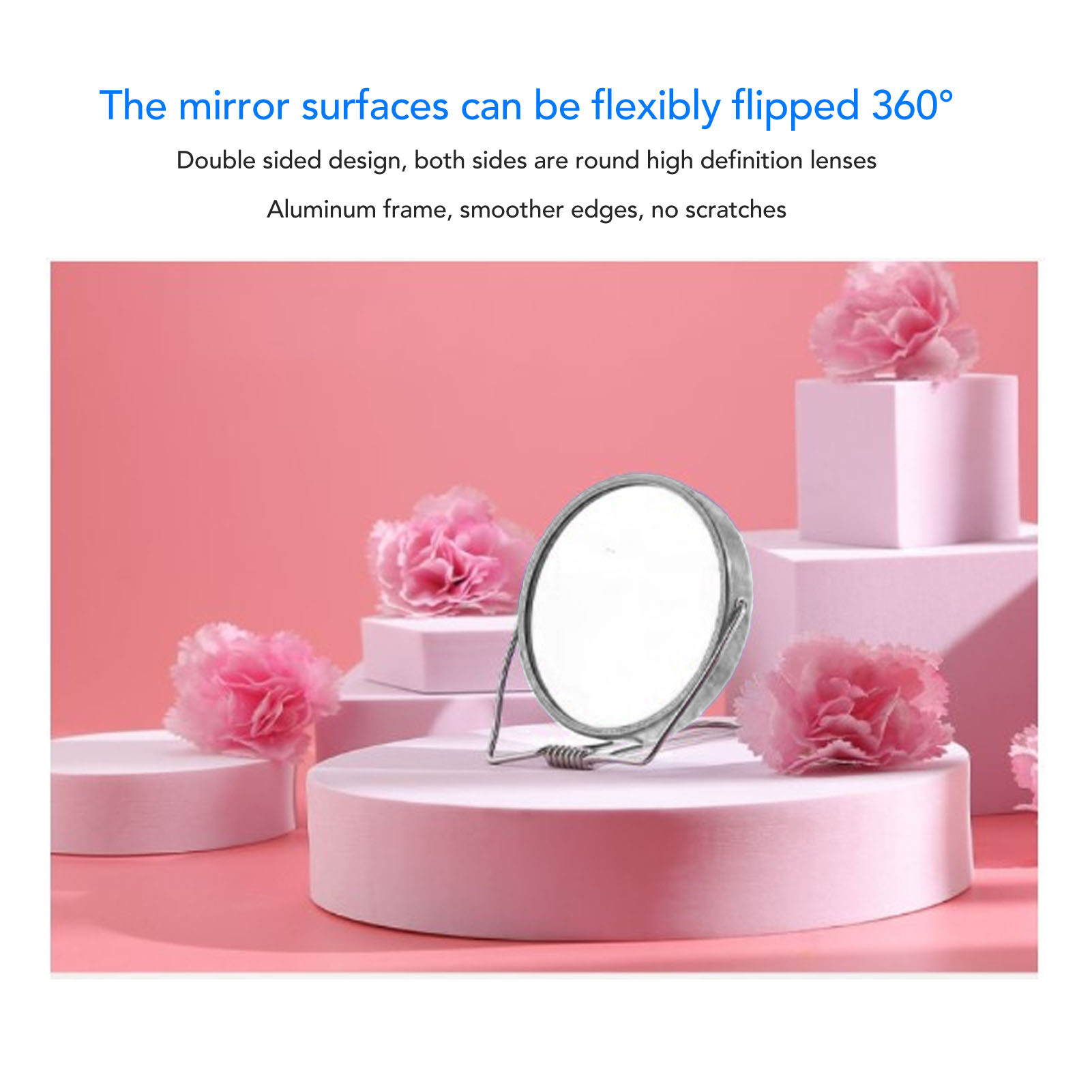 2 Sided Vanity Mirror Smoother Edges Double Sided Silver Vanity Mirror for Office