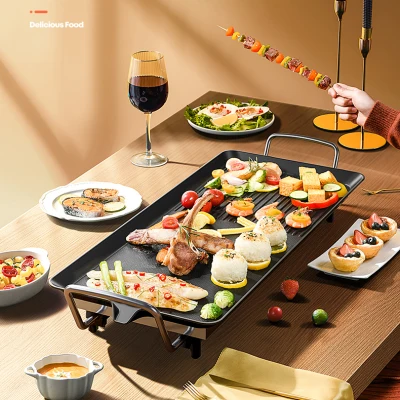 68x28cm Large Korean BBQ Grill All-in-one Electric Pan 1600w Non-Stick Coating BBQ Grill Household Electric Oven Smokeless Barbecue Pan 大烤盘