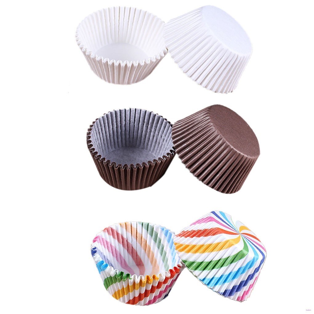 ⊕❀▣ 100 Pcs Colorful Cupcake Paper Stand Oil Resistant Muffin Liner Cup Cake Wrappers Baking Tools