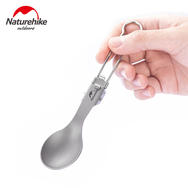 Naturehike Outdoor Folding Titanium Tableware Set Fork Spoon Spork Chopsticks Portable Bendable and Twisted Dinner Set NH19C001-J