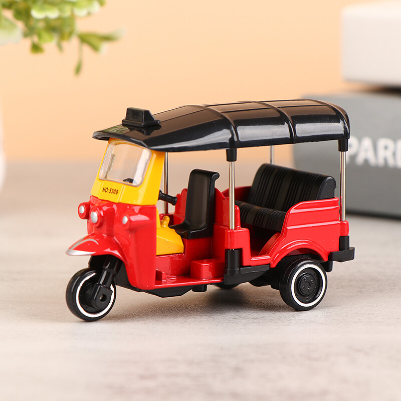 Ioplu Alloy Tricycle Retro Simulation Model Three Wheeled Motorcycle Toy Diecast Autorickshaw Car Model Figure Toys for Kids