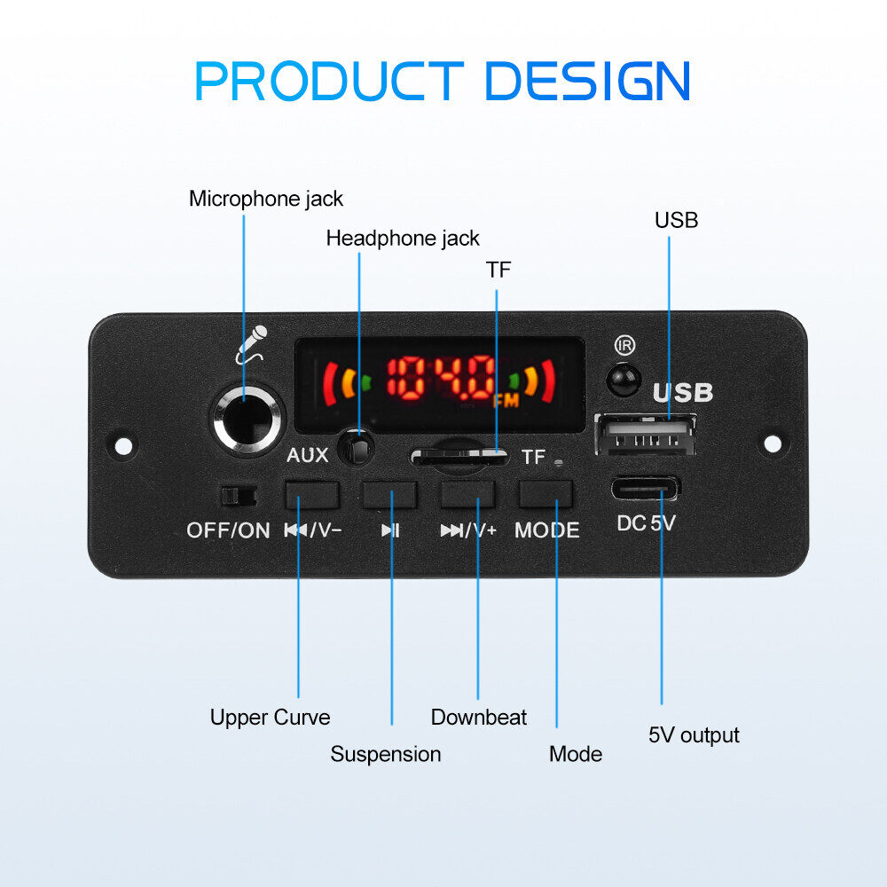 (Bộ Khuếch Đại 2X25W) Bảng Giải Mã MP3 WMA 6V 12V Bluetooth 5.0 Với Mic Rảnh Tay Chức Năng Ghi Âm Mô-đun Âm Thanh USB Đài Phát Thanh TF Máy Nghe Nhạc MP3 Trên Xe Hơi