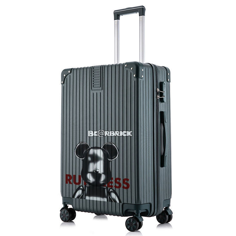 QFDI Little bear graffiti suitcase Small trolley case New password men's sturdy and durable leather case