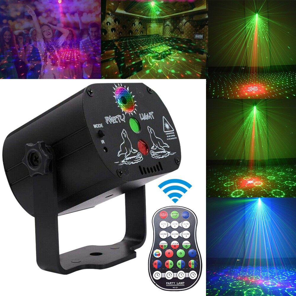 PASTSKY 90 Pattern Stage Laser Light Projector Lights Strobe Lights Party DJ Disco Lights Sound Activated RGB LED With Remote Control For Christmas Decoration Birthday Wedding KTV Bar