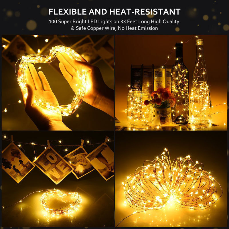 [YESPERY] Dây Đèn LED USB Đa Chế Độ 5M/10M Dây Đồng Dây Đèn Thần Tiên Dây Đèn LED Trang Trí Tiệc Đám Cưới Vòng Hoa Đèn Thần Tiên 50LED 100LED Trắng Ấm Cho Lễ Hội