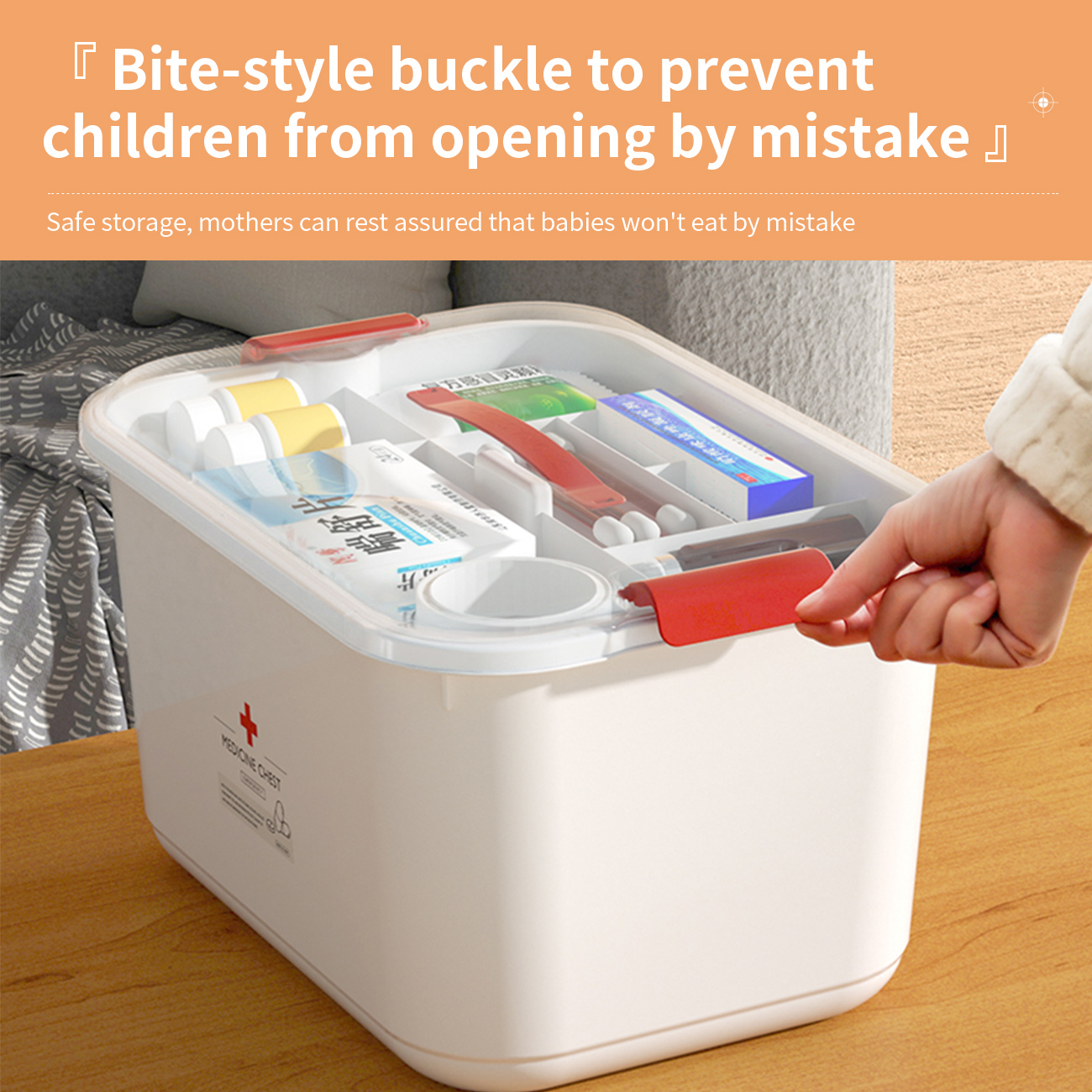 CNMF PP Grid Design Snap Fit High-Capacity Double Layer Medicine Storage Box