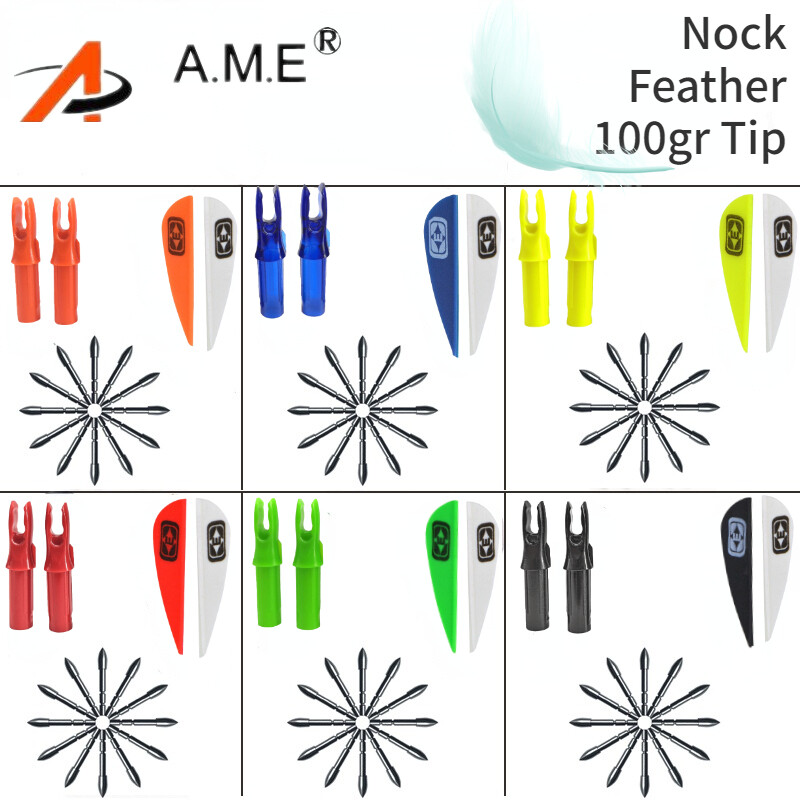 36ชิ้น1.75นิ้ว Vanes ยาง12ชิ้น Nock 12ชิ้นปลายลูกศร100gr สำหรับ ID4.2mm