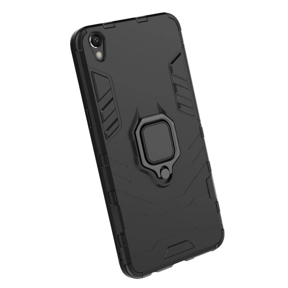 PC + TPU Shockproof Protective Case for OPPO R9 Plus, with Magnetic Ring Holder (Black)