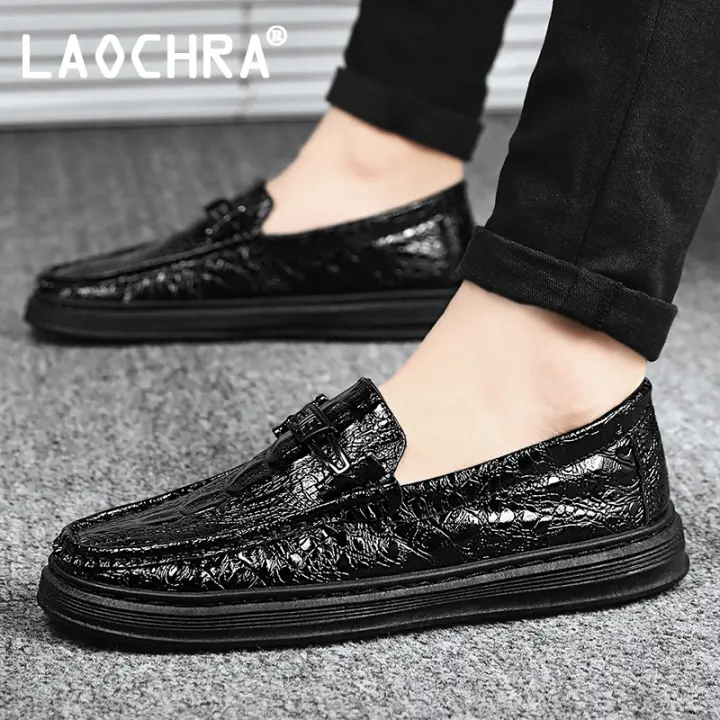 black leather casual shoes