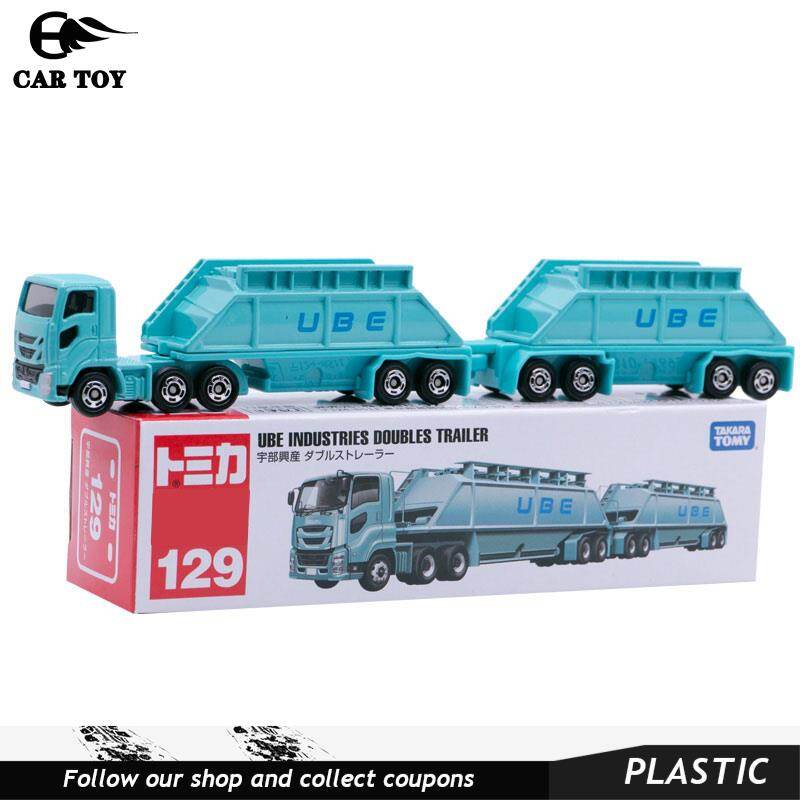 Car Toys 1pcs Takara Tomy Tomica No. 129 Ube Industries Doubles Trailer Long Truck Diecast Alloy Model #129