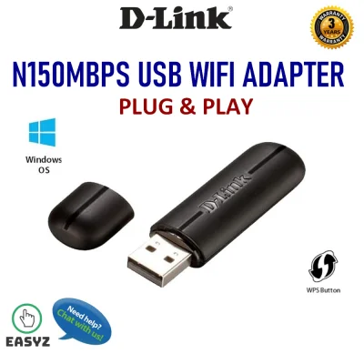 D-Link DWA-123 USB Wireless N150 WiFi Adapter Receiver For PC (Desktop / Laptop)