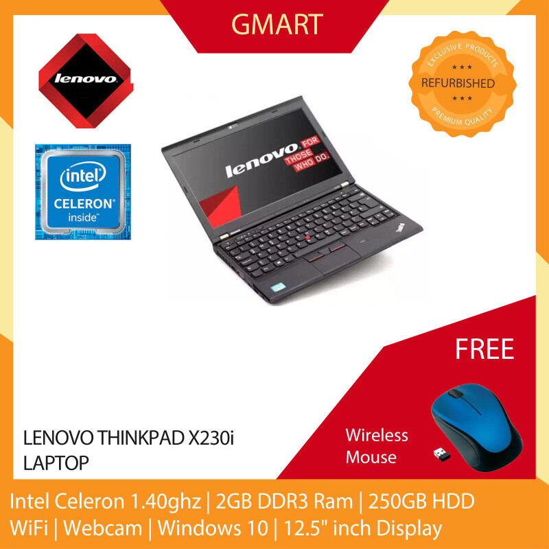 Lenovo Thinkpad x230i Laptop / 12.5 inch LCD / Intel Celeron / 2GB DDR3 Ram / 250GB HDD / WiFi / Windows 10 Pro / Webcam Malaysia