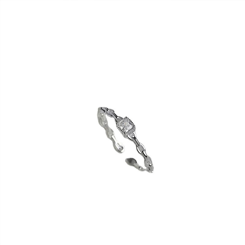 Yanqueens Square Zircon Ring Non-fading Niche Design Index Finger Ring Advanced Opening Adjustable Wedding Jewelry