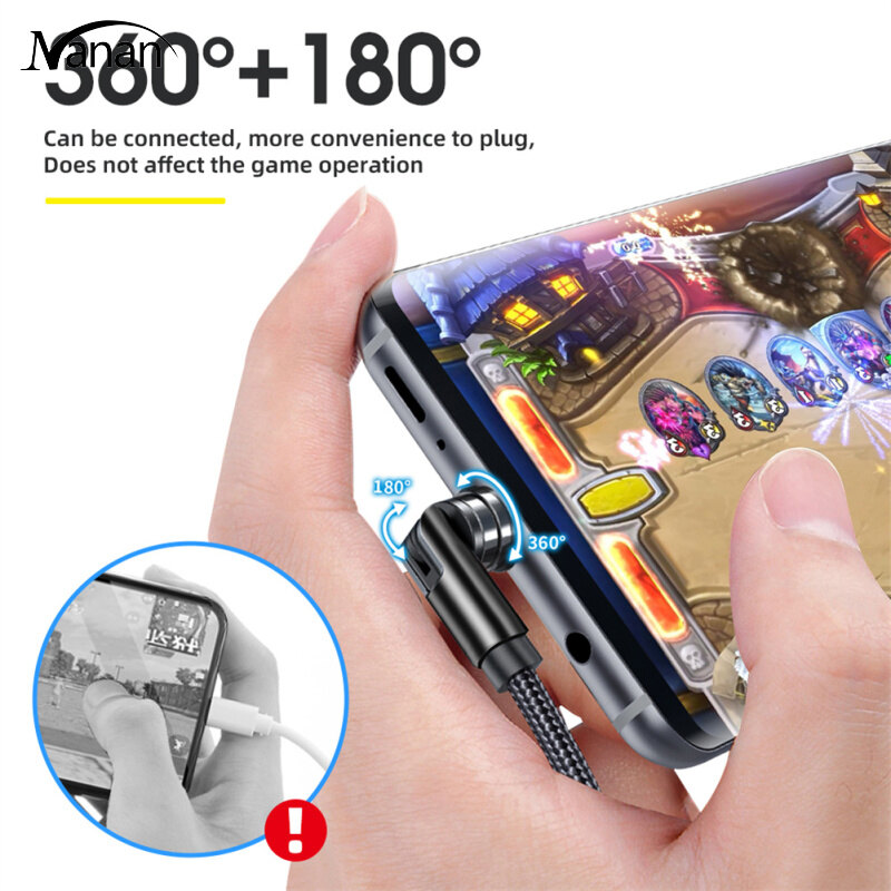 540-degree Rotating Magnetic Cable Fast Charging Magnetic Charger Cable Compatible For Ios / Android / Type-c