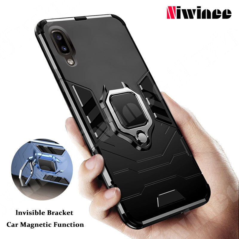 NIWINEE Case For Samsung Galaxy A02 M02 Hard Case Cover Stand Ring Magnetic Design Shockproof Casing