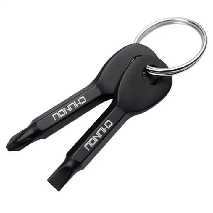 2 Keys Stainless Keychain Pocket Screwdriver Tool Set EDC Outdoor Multifunction