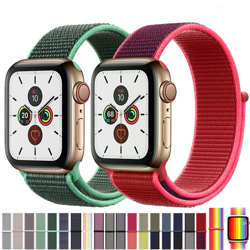 New High Quality Band for Apple Watch Strap Series 7 6 5 45MM 42MM 44MM Soft Weave Nylon Breathable Replacement Strap Band Sport Loop for Apple Watch Series 4 5 6 41MM 40MM 38MM