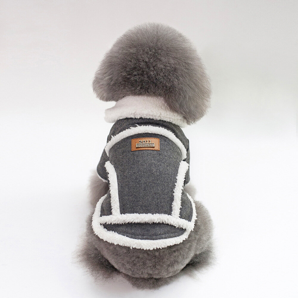 DY Loving Dog Clothes Europe Style Gentlemanlike Winter Keep Warm Thick Coat with Fleece Collar Cardigan Jacket for Pet Dog Cat Shih tzu within 9kg