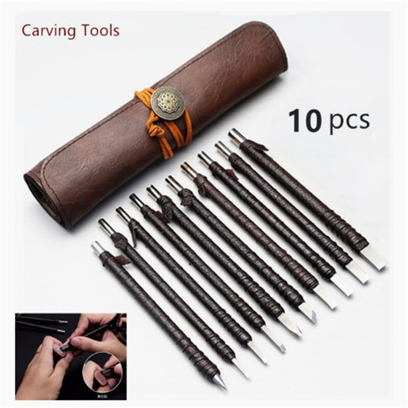 LY 10pcs Carving Hand Tools Set Professional Tungsten Steel Carving Chisel-set Woodworking Carving Tool