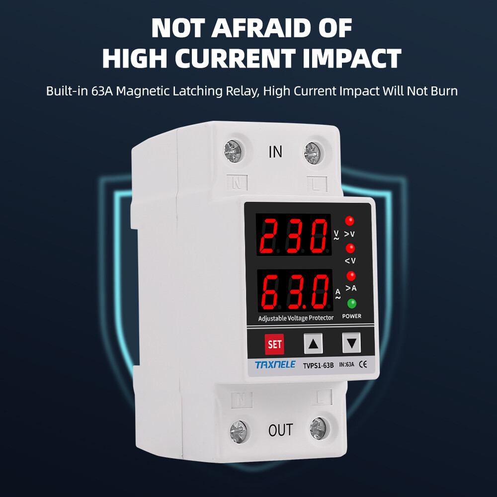 40A 63A 230V Din Rail, Thiết Bị Bảo Vệ Dưới Điện Áp Có Thể Điều Chỉnh Bảo Vệ Relay Kỹ Thuật Số Hiện Tại Điện Áp Bảo Vệ