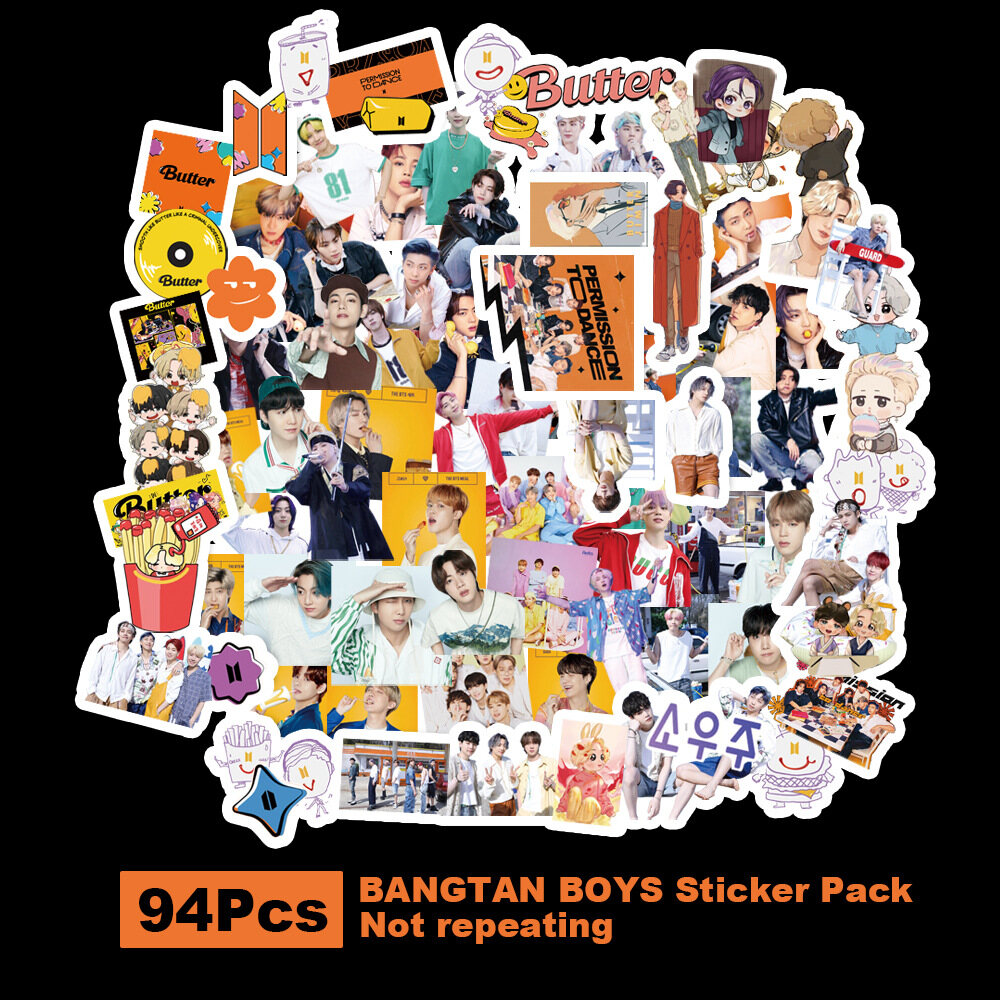 csbi 94pcs/set Kpop BTS 2021 New Album Butter SOWOOZOO PERMISSION TO DANCE PVC Stickers Album for Laptop Luggage Patches Bangtan boys Skateboard Sticker