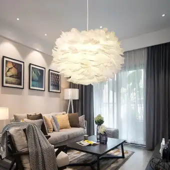white feather ball light shade