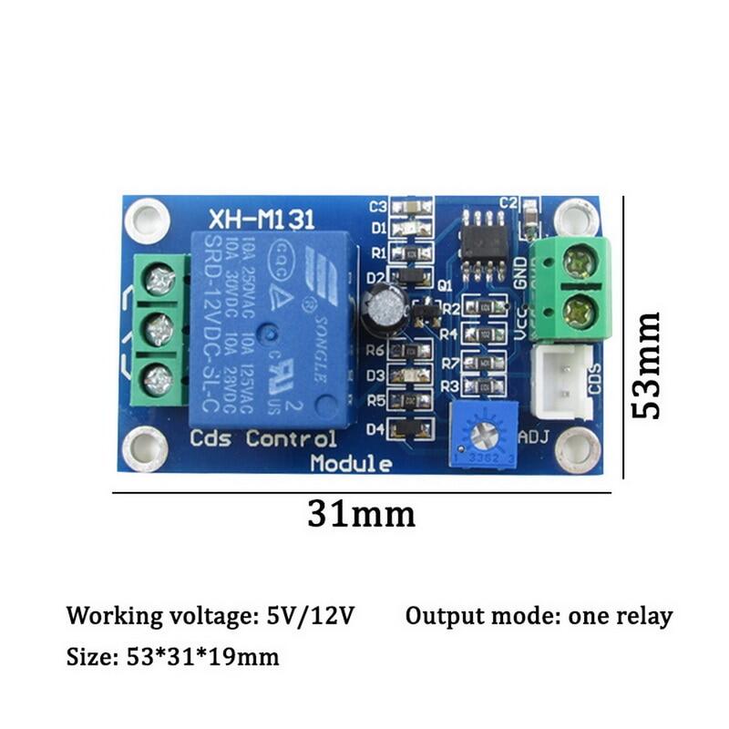 Xh-m131 Dc 12v 10a Light Control Switch Photoresistor Relay Module Detection Sensor Brightness Automatic Control Module