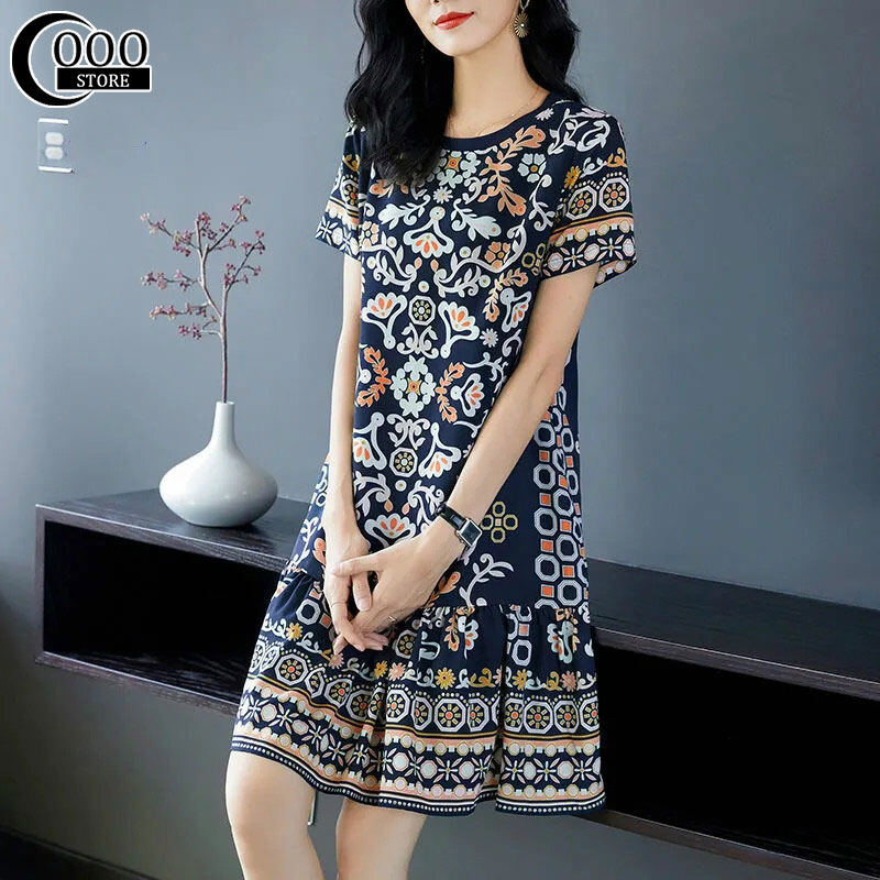 Chu man jia đầm bà mẹ dân tộc hoài cổ, đầm dạ hội váy hoa váy body nữ ôm dáng váy xuông nữ đẹp sang đầm suông trung niên váy xuông nữ đẹp sang