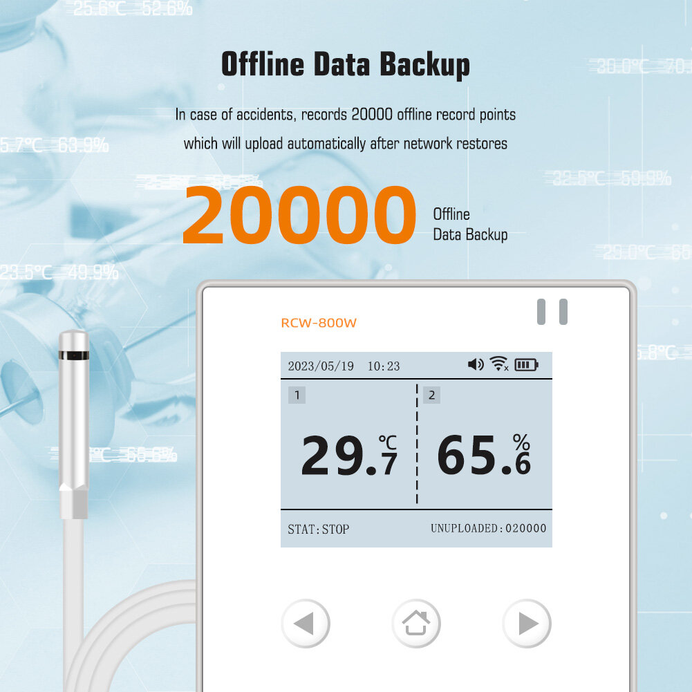 RCYAGO RCW-800 WIFI Remote Wireless Temperature Data Logger Temperature Recorder -40 ℃~+80 ℃  SIM Card Data Logger APP Cloud Data Storage
