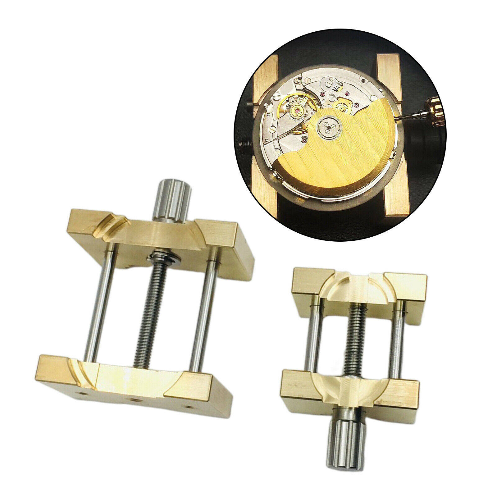 2 Pieces Brass Watch Movement Clip Holder Fixed Base Repair Tool
