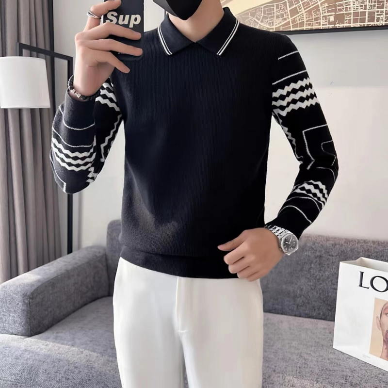Kragen Pullover männer 2022 Herbst und Winter Neue Vielseitige Slim Fit Warme Strickwaren Winter Tragen Unterwolle Thread Fashion484_voghion.com