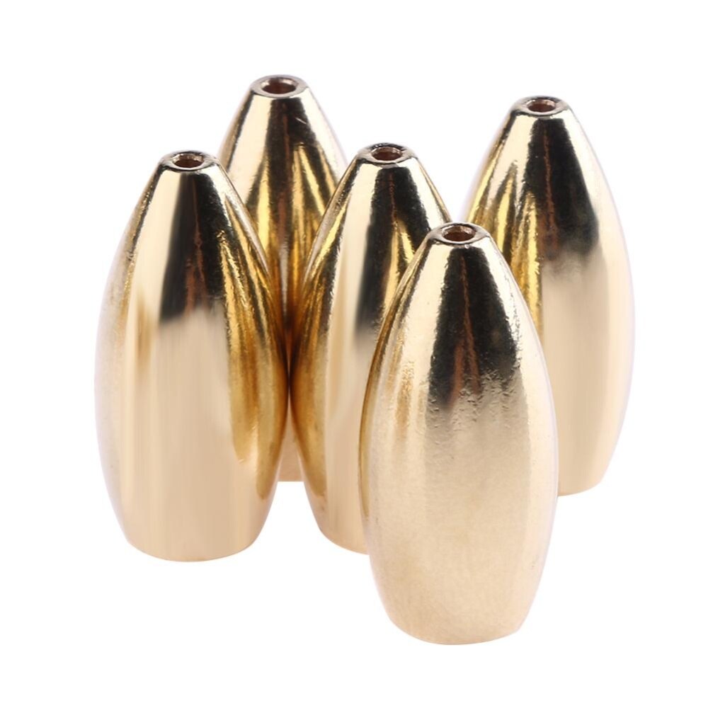 5pcs Olive Shaped Lead Sinker Fast Sinking Copper Weights for Sea Fishing