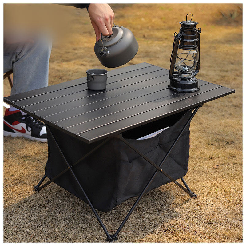 KOETSU【COD】🏕️Convenient aluminum alloy all-black folding table, portable foldable camping self-driving table, barbecue table, stall table