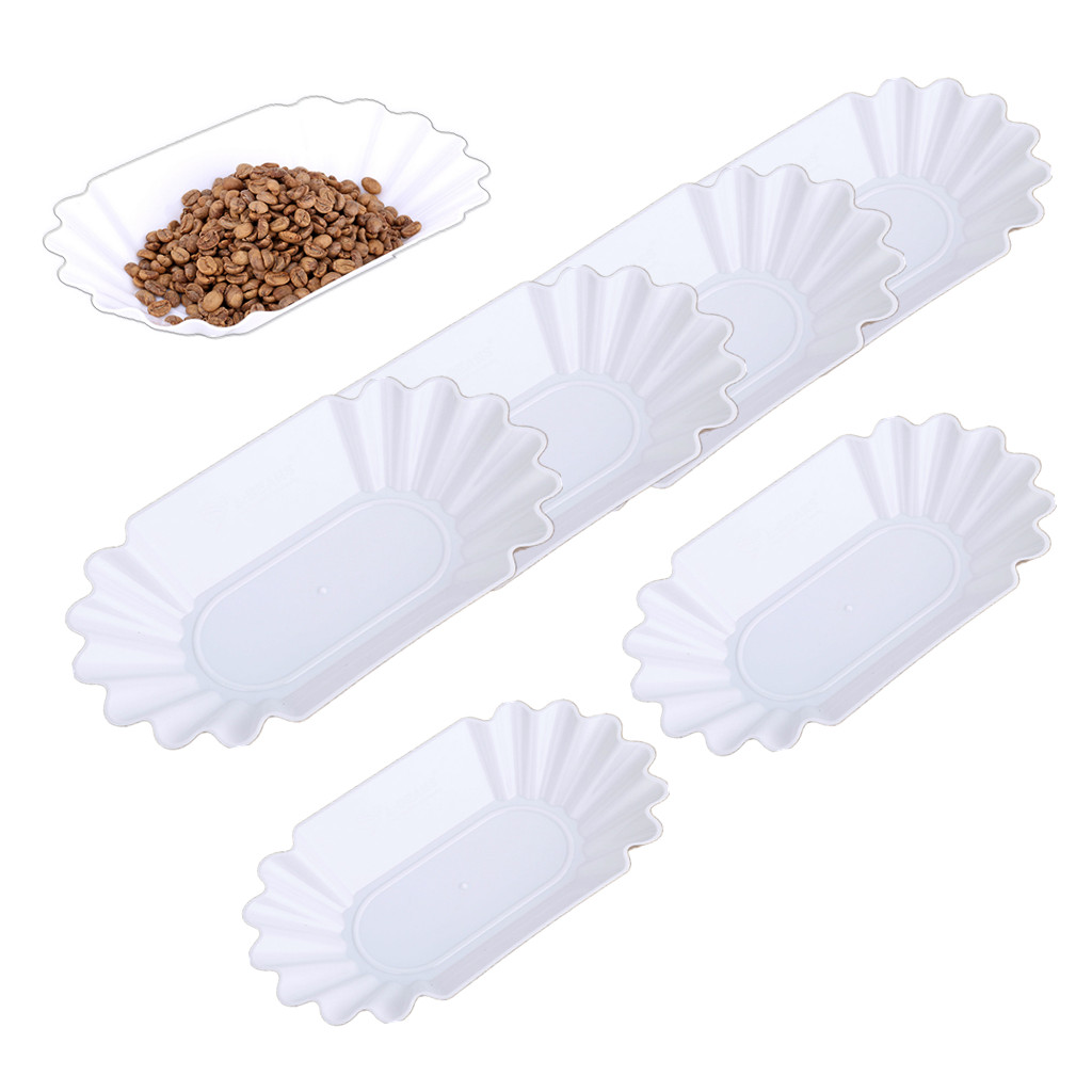 Baoblaze 6x Oval Plastic Plate Fruit Salad Snack Coffee Beans Tray White Serving Plate