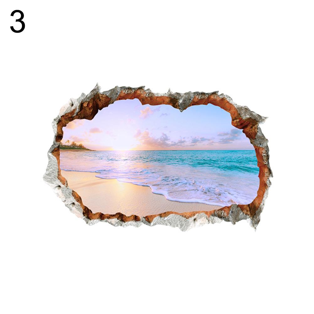 Miếng dán 3D trang trí tường in hình kiểu biển - intl