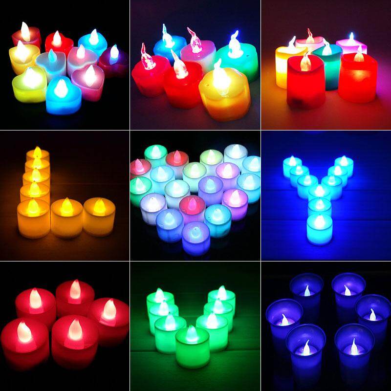 Multicolor Heart Shape LED Electronic Candle Battery Powered Flameless Candle Led Light for Wedding Valentine's Day Home