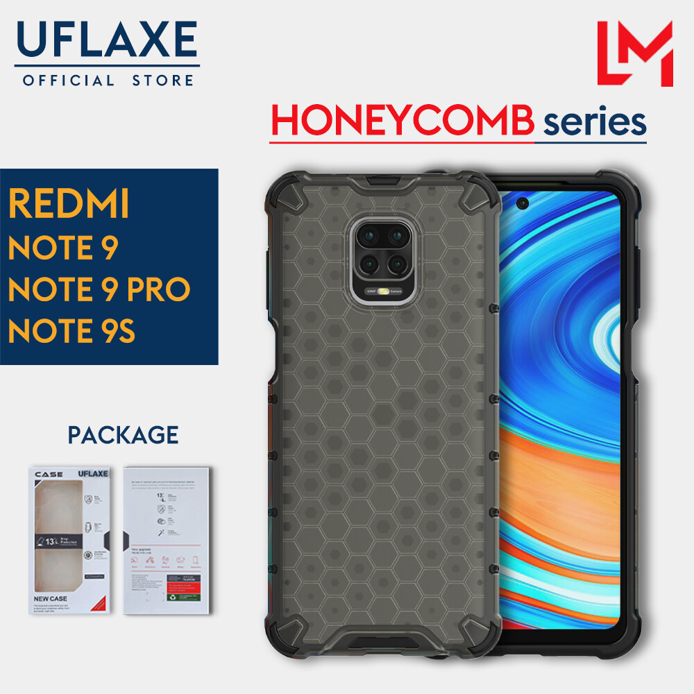 UFLAXE Honeycomb Ốp Cứng Chống Sốc cho Xiaomi Redmi Note 9 / Note 9 Pro / Redmi Note 9S Ốp Điện Thoại Trong Suốt Ốp Lưng Bảo Vệ Toàn Diện Bền Chặt Chống Vàng
