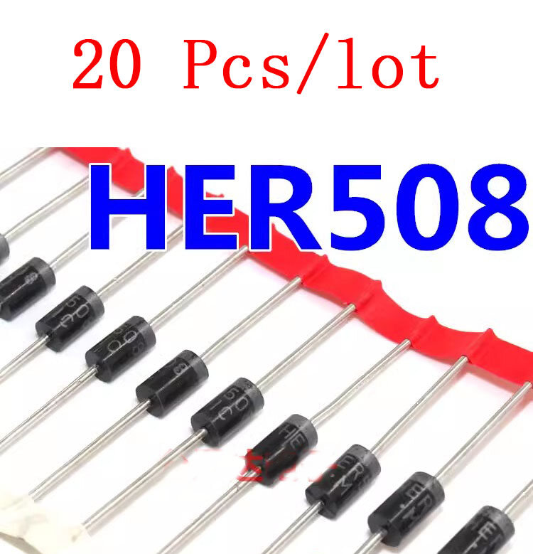 20 pcs/lot her508 do-27 fast recovery diode 5a 1000v