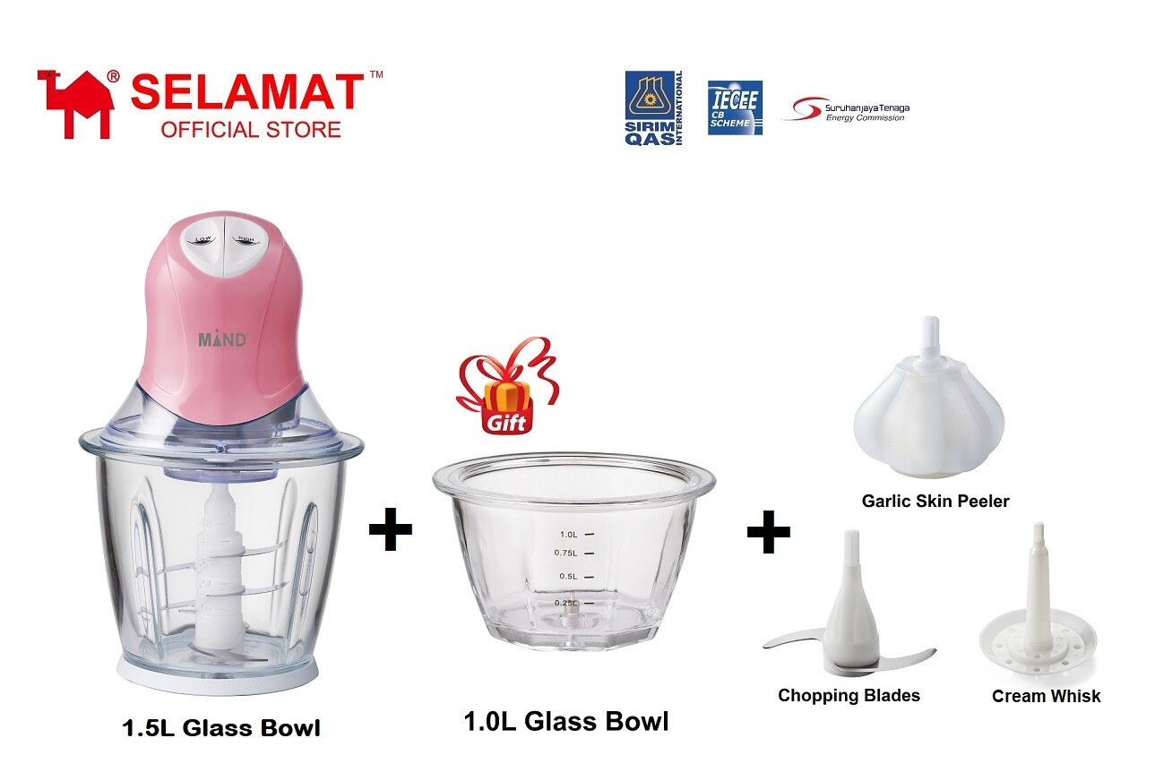 Mind 1.5L Food Chopper (Glass Bowl) NEW 2021 Pink Edition/ Glass Bowl