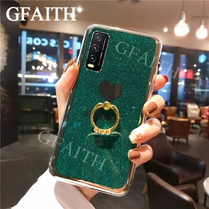 Gfaith Vivo Y20 Y20i Y20s Y12s Casing Bling Glitter Be Loved Softcase With Ring Holder New Vivo Y20 Case Cover Lazada