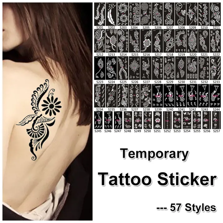 1 Lembar Tato Temporer Hitam Seni Henna Cetakan Tato Bunga Stensil Stempel Piring Template Tato Sementara Lazada Indonesia