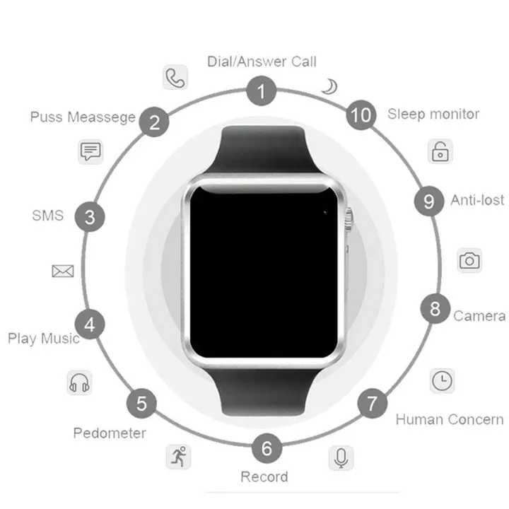 bluetooth smart wrist watch a1 gsm phone for android samsung iphone man women