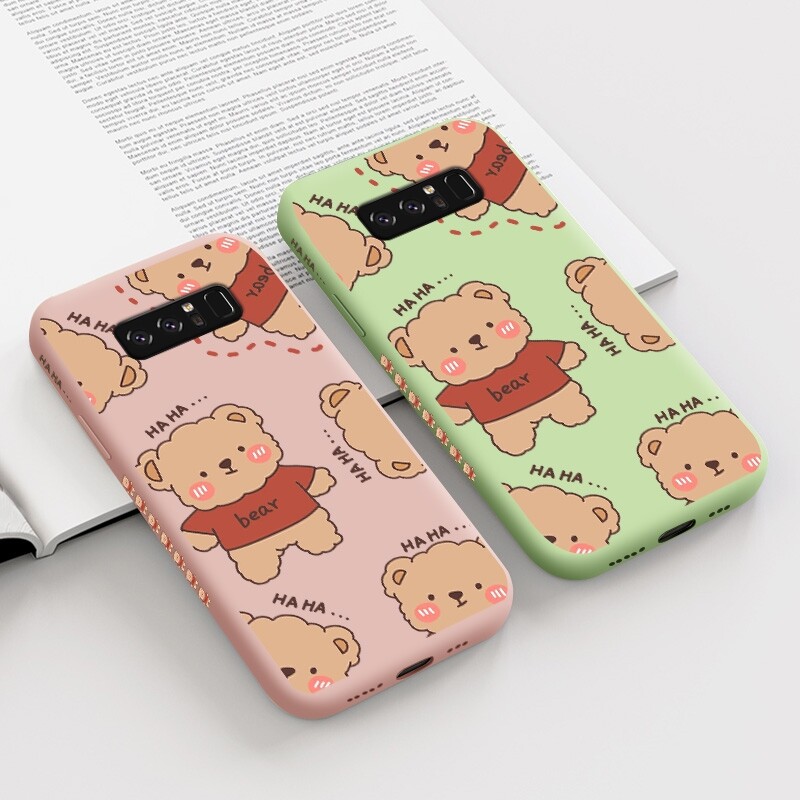 For Samsung galaxy Note 10 LITE Note 10 PLUS Note 20 ULTRA Note 8 Note 9 Phone Case with cute cartoon Plush Bear Shockproof soft Back Cover Liquid Silicone side Pattern Camera Full Lens side protector casing for girls