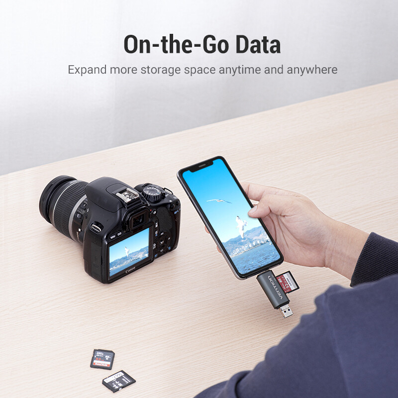 Vention USB 3.0 3 Trong 1 Đầu đọc thẻ nhớ type c USB A Type C sang TF Micro SD Bộ Chuyển Đổi Cho iPhone 16 15 Xiaomi SAMSUNG Huawei MacBook Laptop All in One OTG Memory Card Reader
