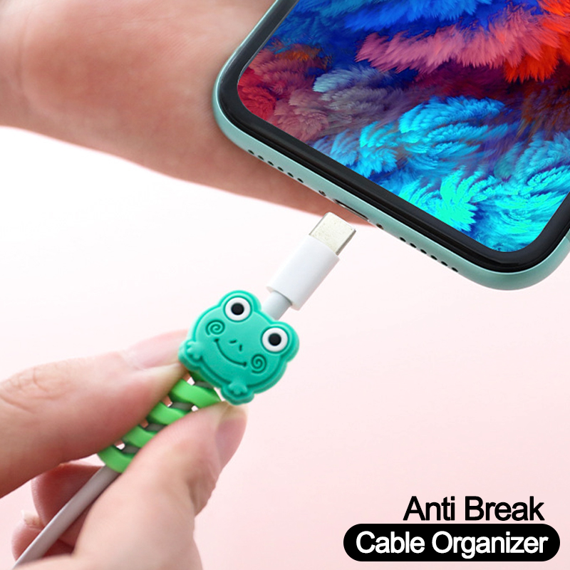 Cáp sạc bảo vệ dễ thương phim hoạt hình dòng dữ liệu bảo vệ Bìa Cáp Sạc Cáp Tai nghe USB Winder cuộn dây tổ chức Bìa
