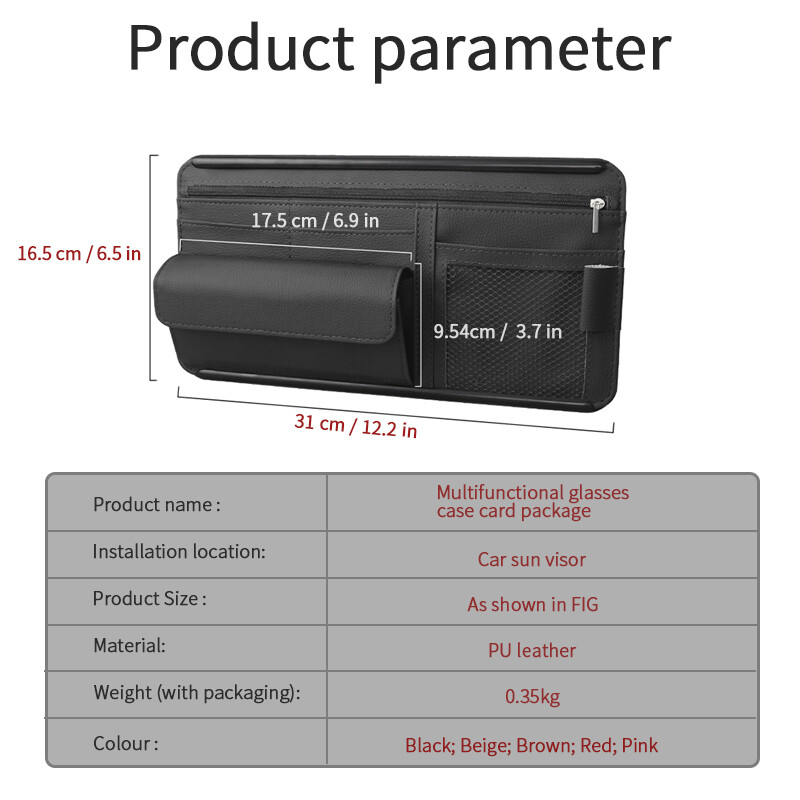 Auto Organizer Xe Sun Visor Lưu Trữ Túi Kính Hộp