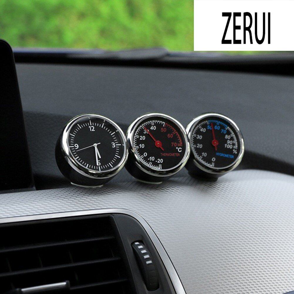 Đồng Hồ Thạch Anh Mini Nội Thất Xe Hơi ZR Đồng Hồ Đo Độ Ẩm Nhiệt Kế Trang Trí Bảng Điều Khiển