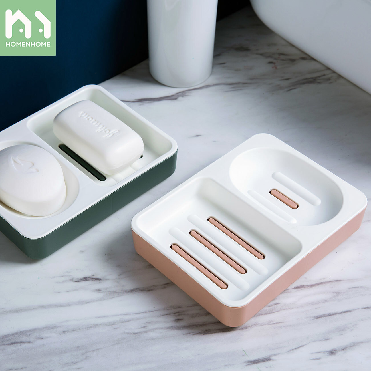Hộp Xà Phòng Homenhome Với Phân Vùng Kích Thước Lớn Xà Phòng Giặt Hộp Lưu Trữ Trong Ký Túc Xá Sáng Tạo Ráo Nước Hai Lớp Giá Đặt Xà Phòng